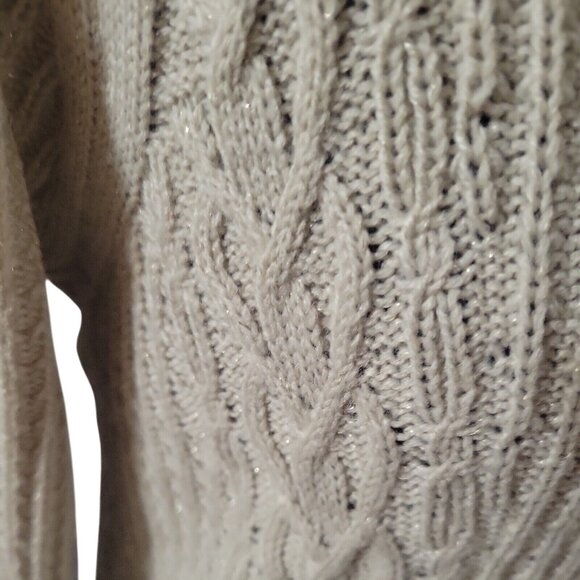ST JOHN'S BAY Womens Beige Cable Knit V-Neck Sweater Size L lightweight‎ c - Picture 5 of 6